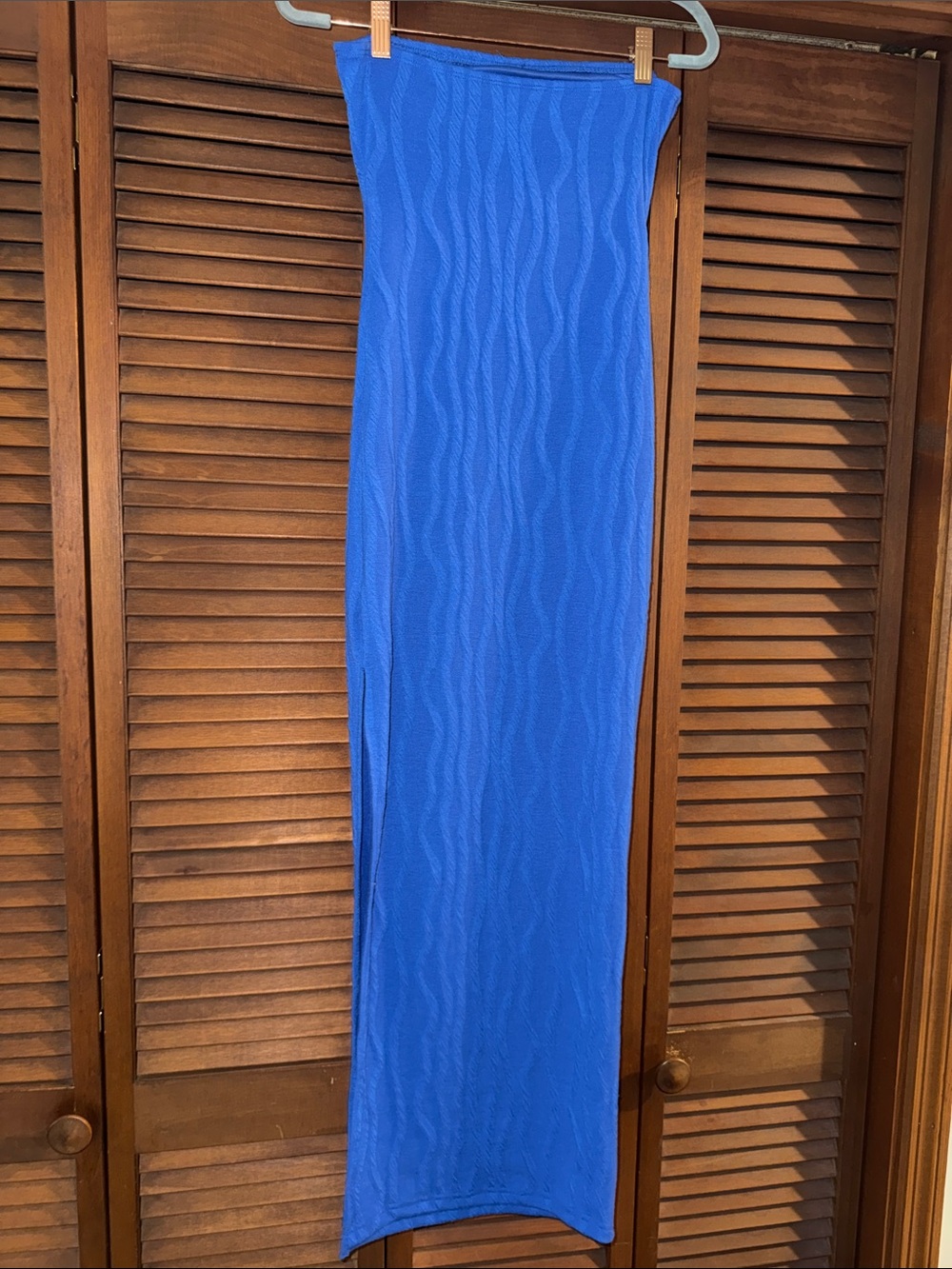 Royal Blue Textured Strapless Maxi Dress